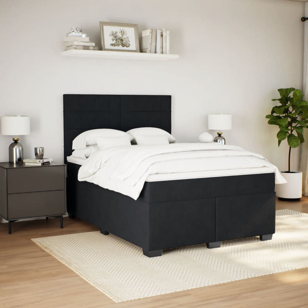 Κρεβάτι Boxspring με Στρώμα Μαύρο 140x190 εκ. Βελούδινο - Pakobazaar