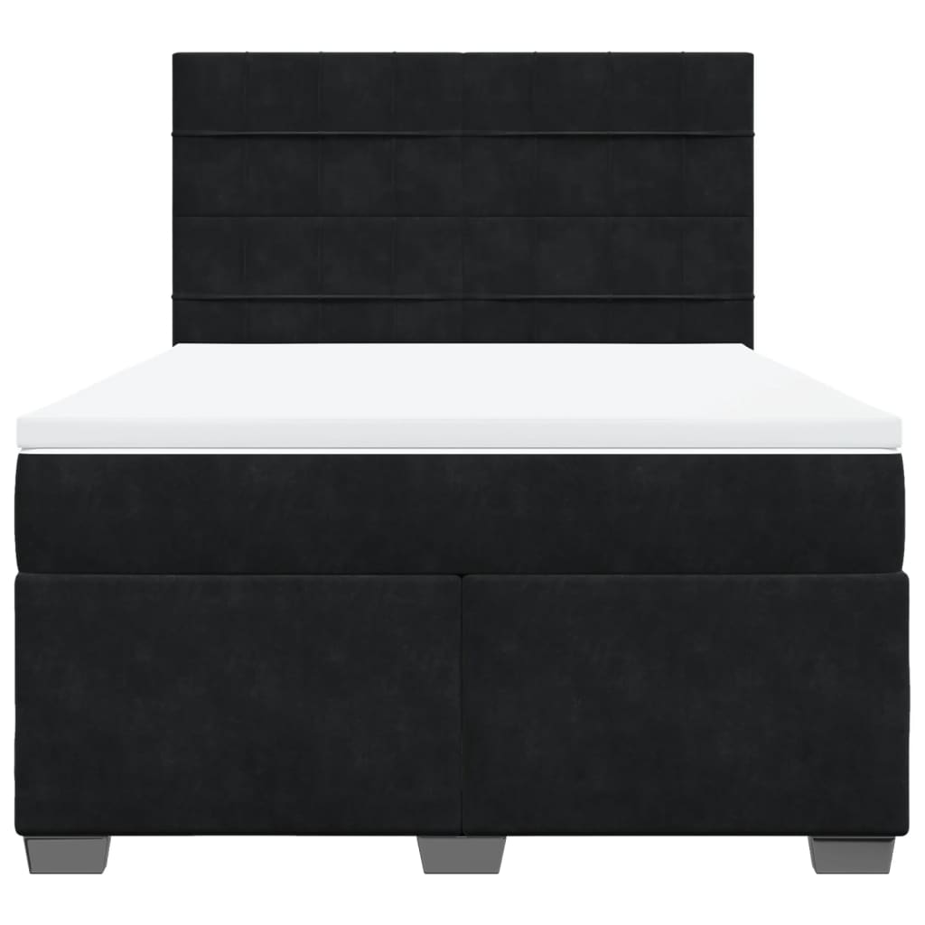 Κρεβάτι Boxspring με Στρώμα Μαύρο 140x190 εκ. Βελούδινο - Pakobazaar