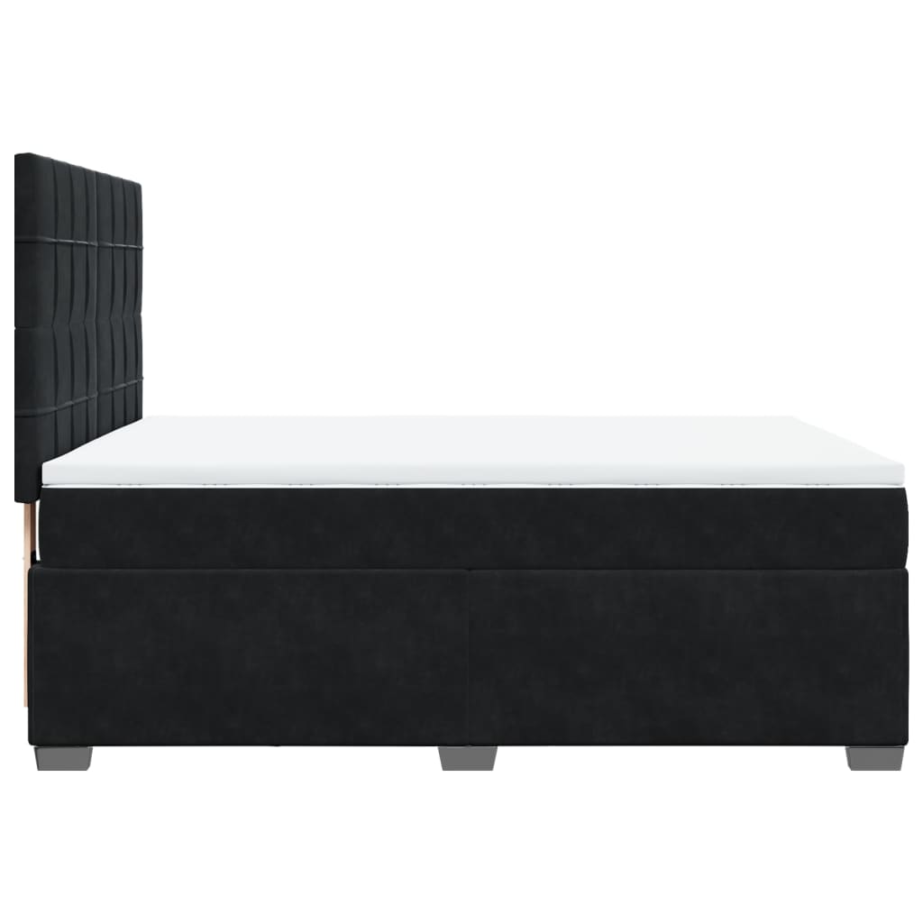 Κρεβάτι Boxspring με Στρώμα Μαύρο 140x190 εκ. Βελούδινο - Pakobazaar