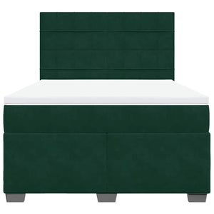 Κρεβάτι Boxspring με Στρώμα Σκούρο Πράσινο 140x190εκ. Βελούδινο - Pakobazaar