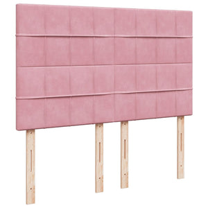 Κρεβάτι Boxspring με Στρώμα Ροζ 140x190 εκ. Βελούδινο - Pakobazaar