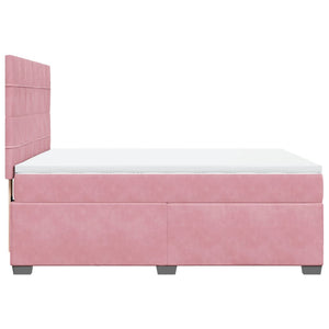 Κρεβάτι Boxspring με Στρώμα Ροζ 140x190 εκ. Βελούδινο - Pakobazaar