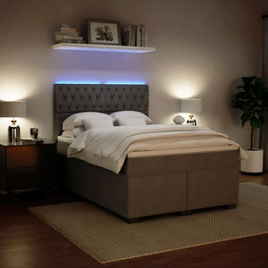 Κρεβάτι Boxspring με Στρώμα Ανοιχτό Γκρι 140x190 εκ. Βελούδινο - Pakobazaar