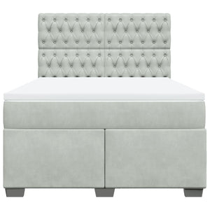 Κρεβάτι Boxspring με Στρώμα Ανοιχτό Γκρι 140x190 εκ. Βελούδινο - Pakobazaar