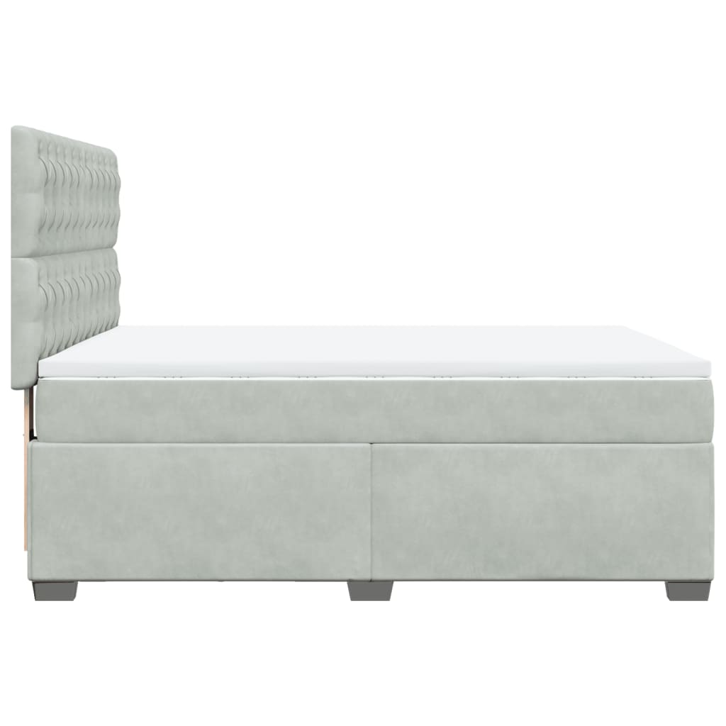 Κρεβάτι Boxspring με Στρώμα Ανοιχτό Γκρι 140x190 εκ. Βελούδινο - Pakobazaar