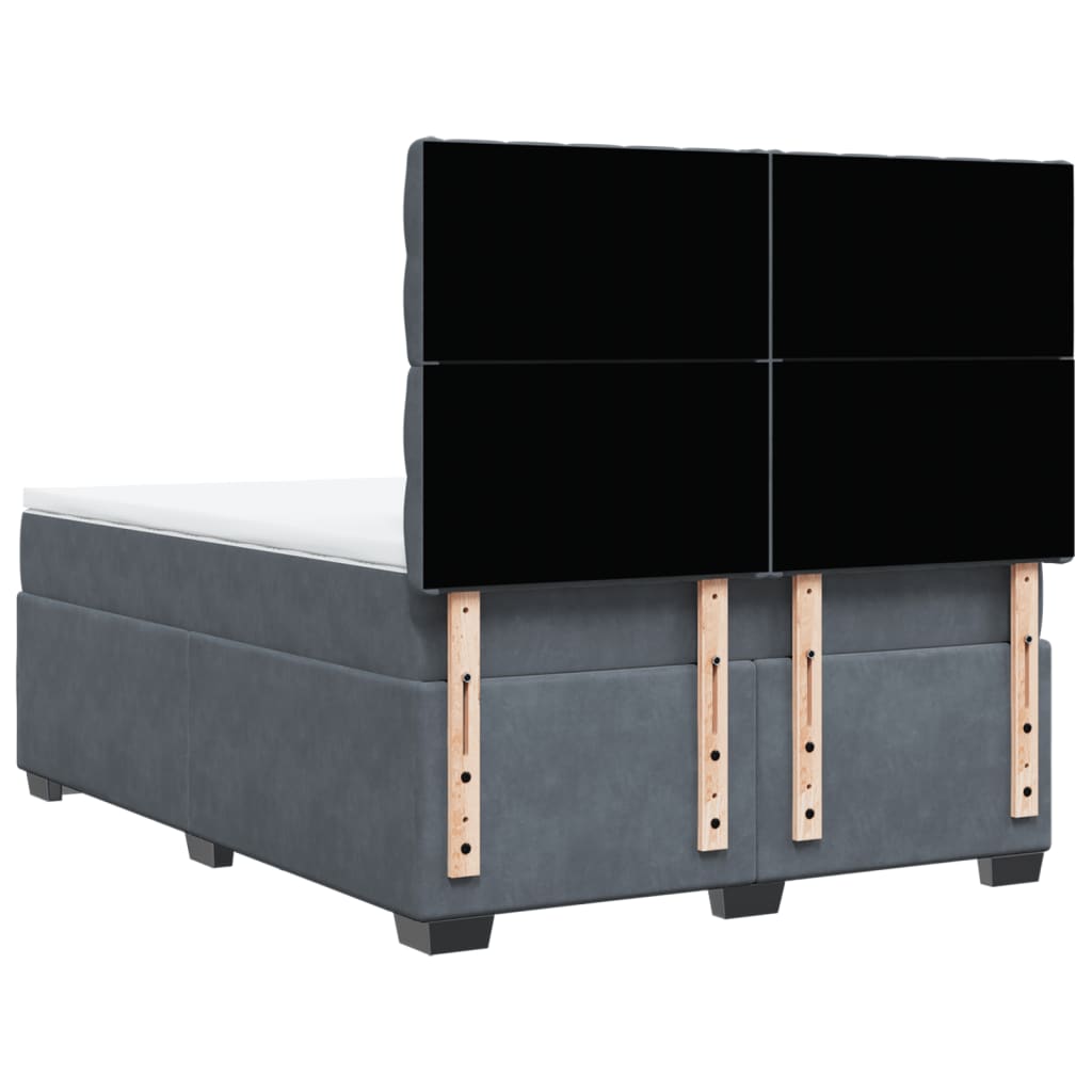 Κρεβάτι Boxspring με Στρώμα Σκούρο Γκρι 140x190 εκ. Βελούδινο - Pakobazaar