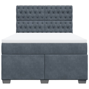 Κρεβάτι Boxspring με Στρώμα Σκούρο Γκρι 140x190 εκ. Βελούδινο - Pakobazaar