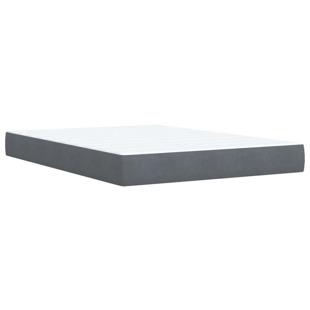 Κρεβάτι Boxspring με Στρώμα Σκούρο Γκρι 140x190 εκ. Βελούδινο - Pakobazaar