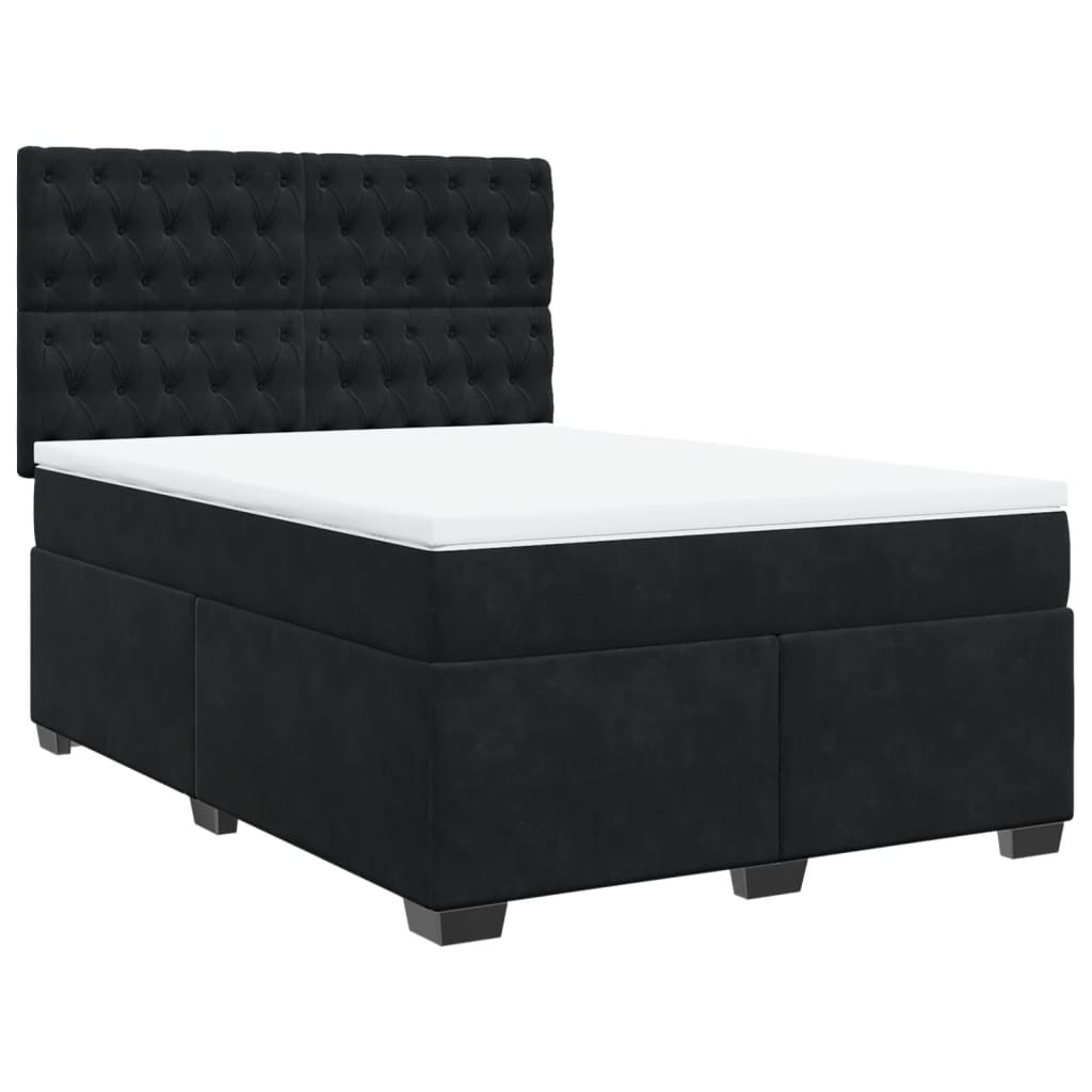 Κρεβάτι Boxspring με Στρώμα Μαύρο 140x190 εκ. Βελούδινο - Pakobazaar