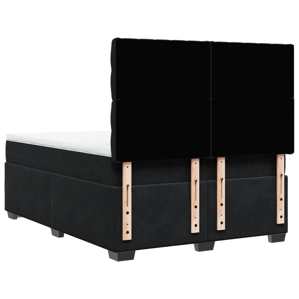 Κρεβάτι Boxspring με Στρώμα Μαύρο 140x190 εκ. Βελούδινο - Pakobazaar