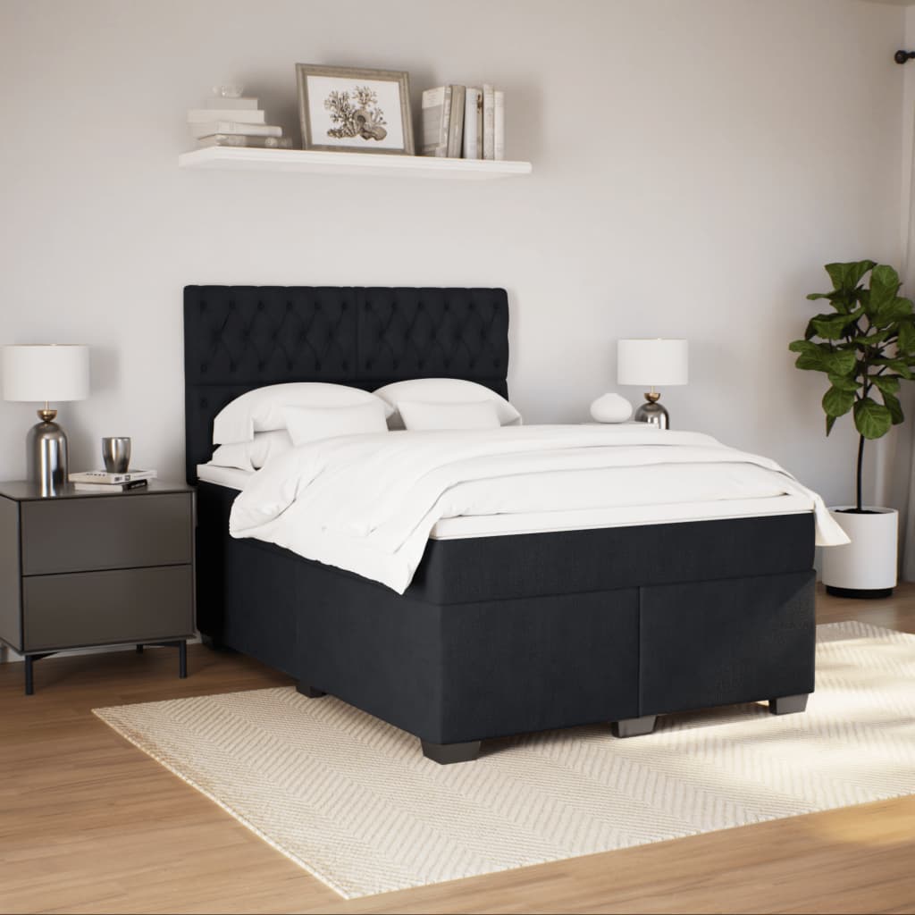 Κρεβάτι Boxspring με Στρώμα Μαύρο 140x190 εκ. Βελούδινο - Pakobazaar