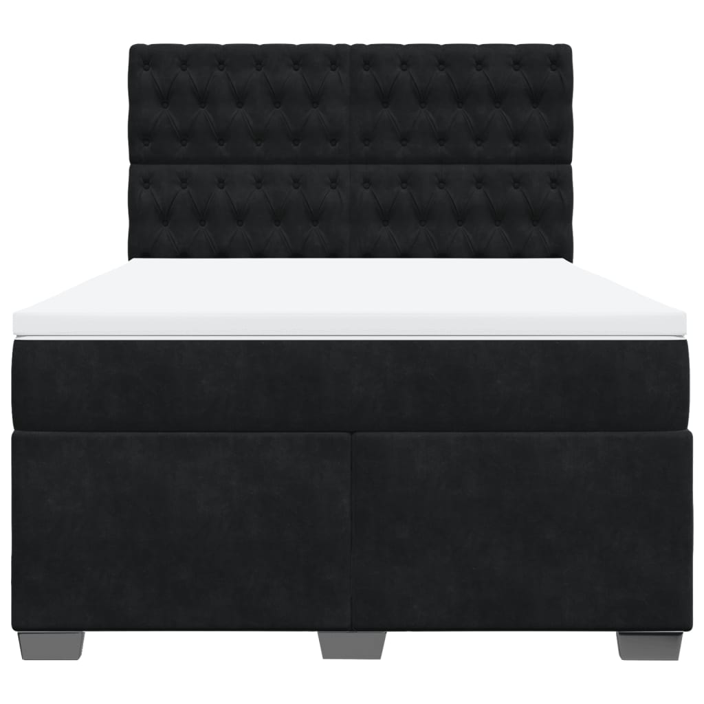 Κρεβάτι Boxspring με Στρώμα Μαύρο 140x190 εκ. Βελούδινο - Pakobazaar