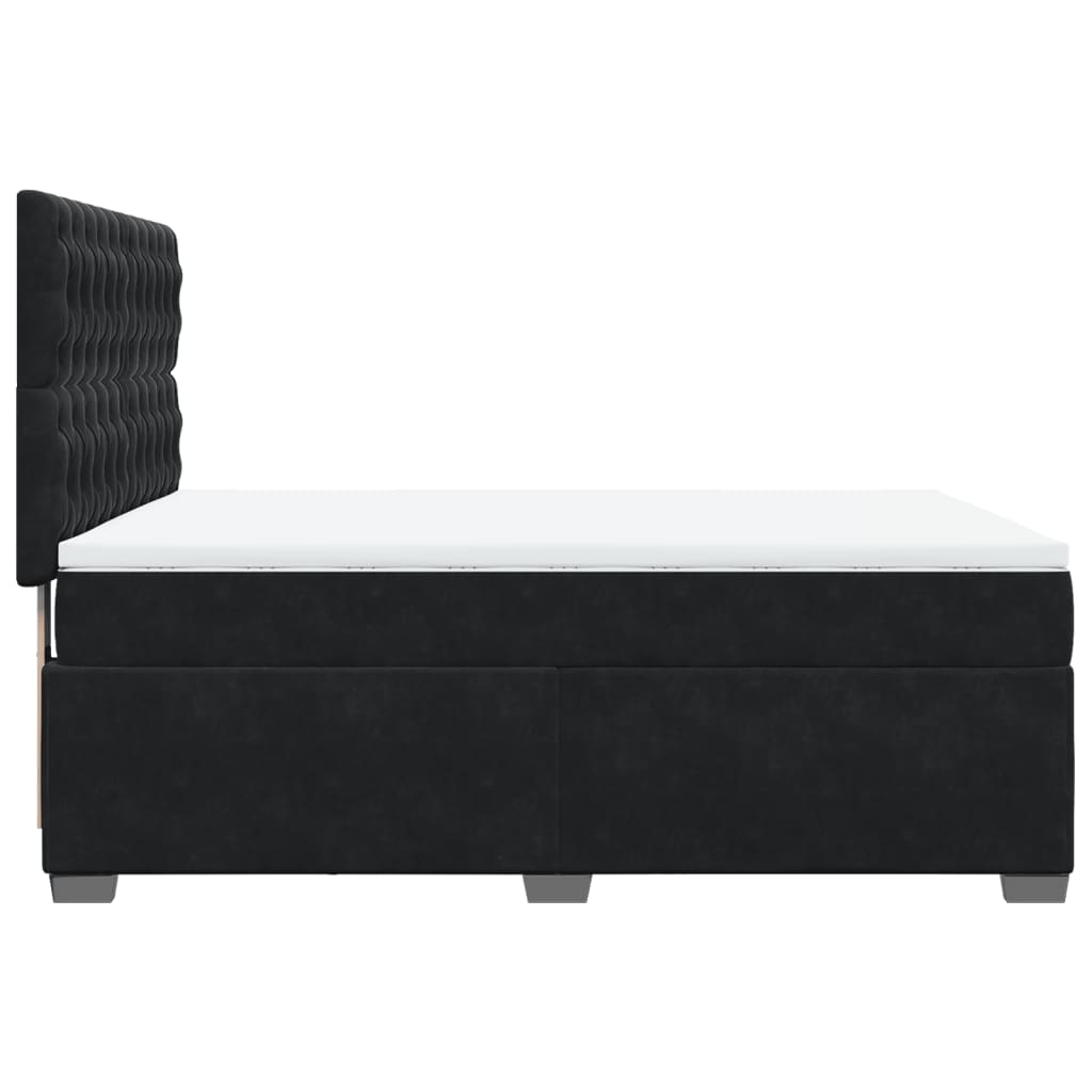 Κρεβάτι Boxspring με Στρώμα Μαύρο 140x190 εκ. Βελούδινο - Pakobazaar