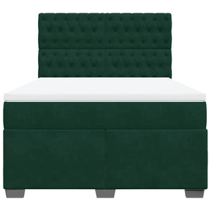 Κρεβάτι Boxspring με Στρώμα Σκούρο Πράσινο 140x190εκ. Βελούδινο - Pakobazaar