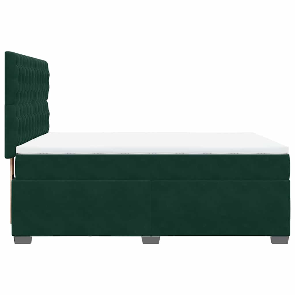 Κρεβάτι Boxspring με Στρώμα Σκούρο Πράσινο 140x190εκ. Βελούδινο - Pakobazaar