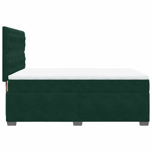 Κρεβάτι Boxspring με Στρώμα Σκούρο Πράσινο 140x190εκ. Βελούδινο - Pakobazaar