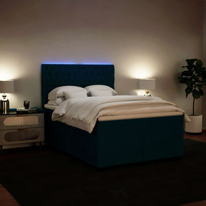 Κρεβάτι Boxspring με Στρώμα Μπλε 140x190 εκ. Βελούδινο - Pakobazaar