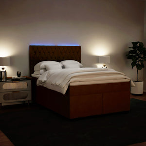 Κρεβάτι Boxspring με Στρώμα Ροζ 140x190 εκ. Βελούδινο - Pakobazaar
