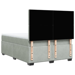 Κρεβάτι Boxspring με Στρώμα Ανοιχτό Γκρι 140x190 εκ. Βελούδινο - Pakobazaar