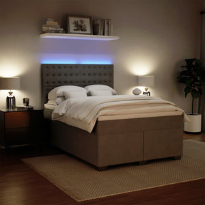 Κρεβάτι Boxspring με Στρώμα Ανοιχτό Γκρι 140x190 εκ. Βελούδινο - Pakobazaar