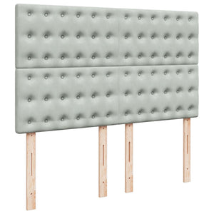 Κρεβάτι Boxspring με Στρώμα Ανοιχτό Γκρι 140x190 εκ. Βελούδινο - Pakobazaar
