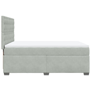 Κρεβάτι Boxspring με Στρώμα Ανοιχτό Γκρι 140x190 εκ. Βελούδινο - Pakobazaar