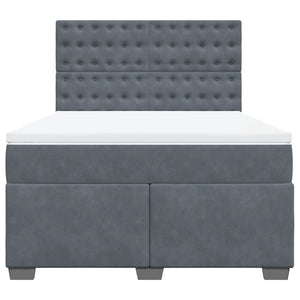 Κρεβάτι Boxspring με Στρώμα Σκούρο Γκρι 140x190 εκ. Βελούδινο - Pakobazaar