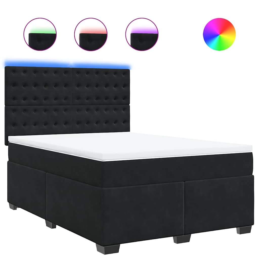 Κρεβάτι Boxspring με Στρώμα Μαύρο 140x190 εκ. Βελούδινο - Pakobazaar