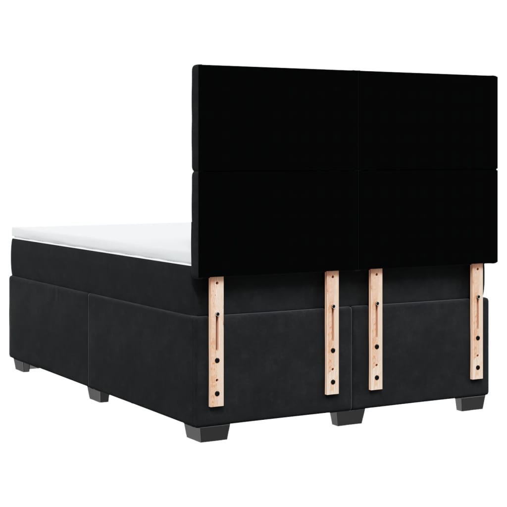 Κρεβάτι Boxspring με Στρώμα Μαύρο 140x190 εκ. Βελούδινο - Pakobazaar