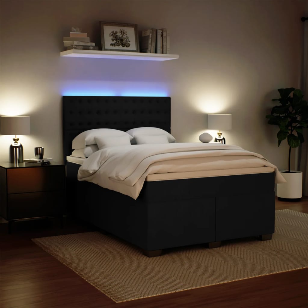 Κρεβάτι Boxspring με Στρώμα Μαύρο 140x190 εκ. Βελούδινο - Pakobazaar