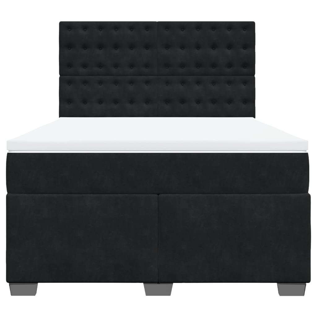 Κρεβάτι Boxspring με Στρώμα Μαύρο 140x190 εκ. Βελούδινο - Pakobazaar