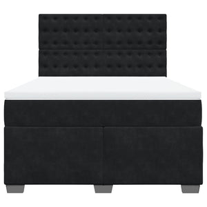 Κρεβάτι Boxspring με Στρώμα Μαύρο 140x190 εκ. Βελούδινο - Pakobazaar