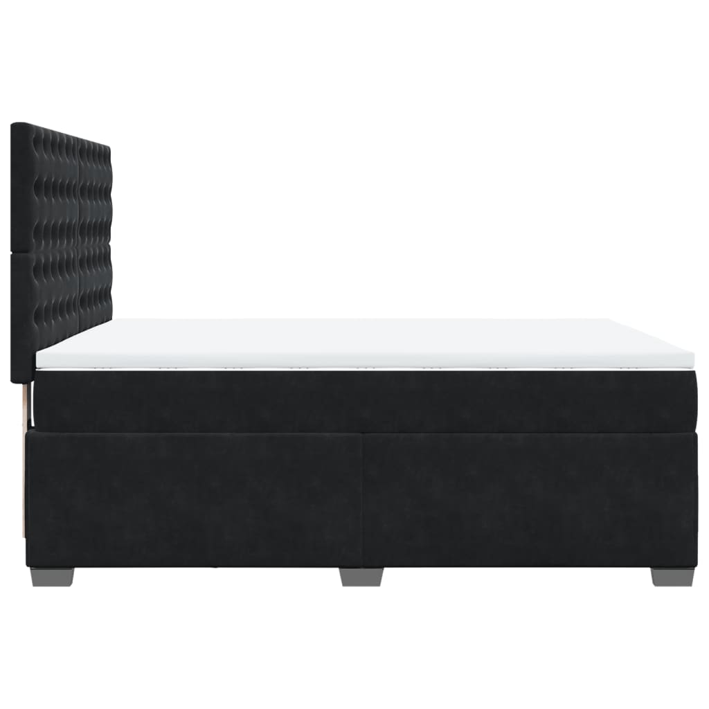 Κρεβάτι Boxspring με Στρώμα Μαύρο 140x190 εκ. Βελούδινο - Pakobazaar