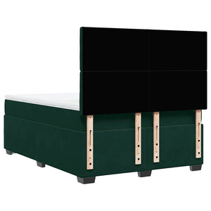 Κρεβάτι Boxspring με Στρώμα Σκούρο Πράσινο 140x190εκ. Βελούδινο - Pakobazaar