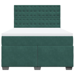 Κρεβάτι Boxspring με Στρώμα Σκούρο Πράσινο 140x190εκ. Βελούδινο - Pakobazaar
