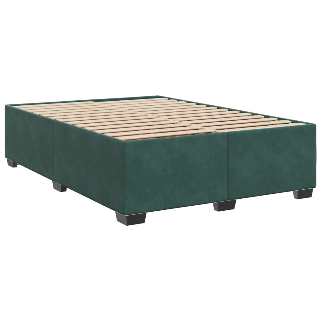Κρεβάτι Boxspring με Στρώμα Σκούρο Πράσινο 140x190εκ. Βελούδινο - Pakobazaar