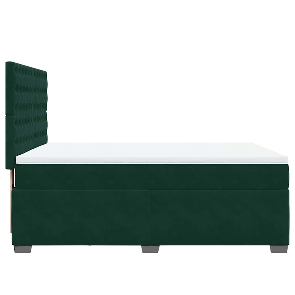 Κρεβάτι Boxspring με Στρώμα Σκούρο Πράσινο 140x190εκ. Βελούδινο - Pakobazaar