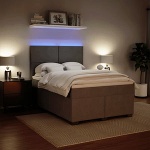 Κρεβάτι Boxspring με Στρώμα Ανοιχτό Γκρι 140x200 εκ. Βελούδινο - Pakobazaar