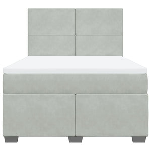 Κρεβάτι Boxspring με Στρώμα Ανοιχτό Γκρι 140x200 εκ. Βελούδινο - Pakobazaar
