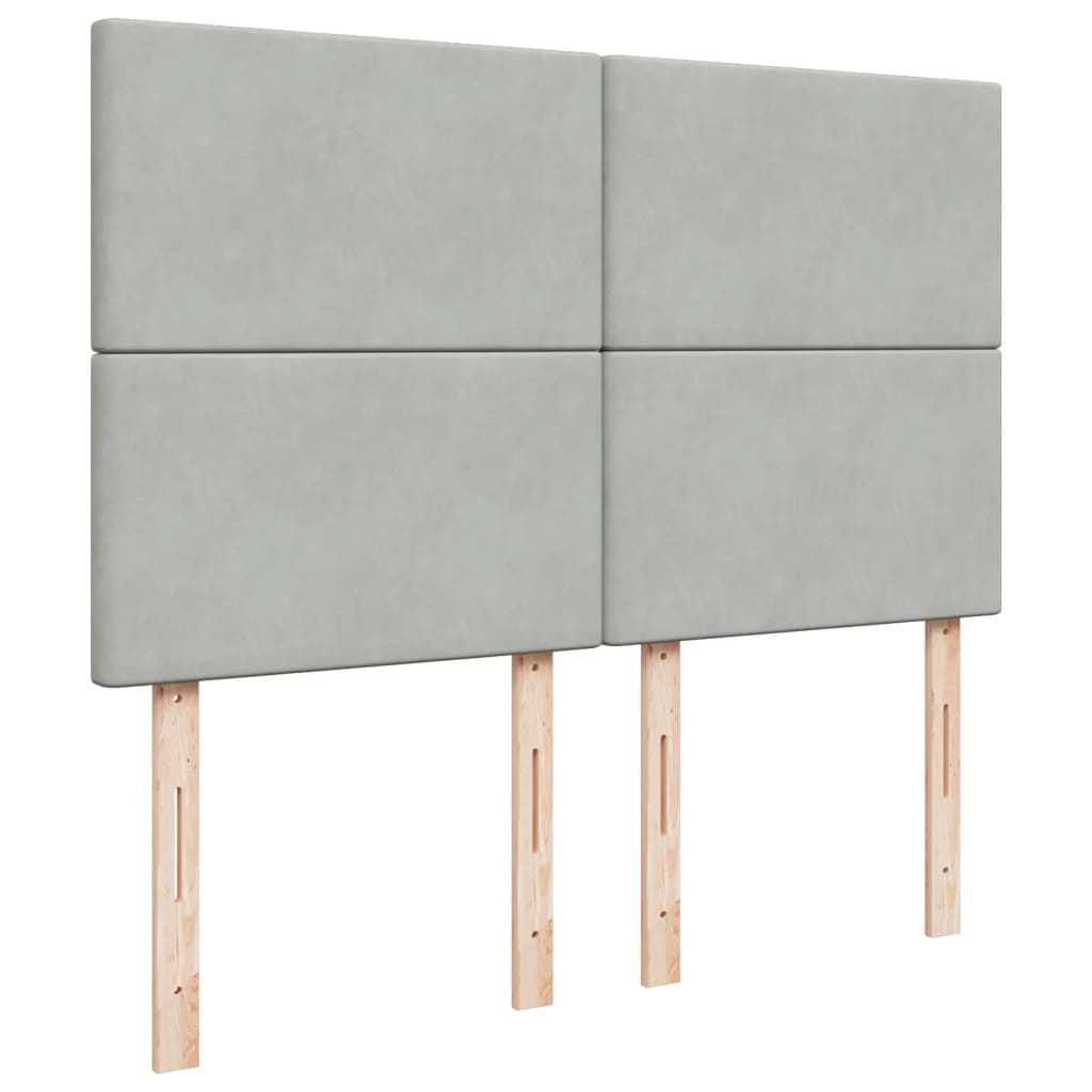 Κρεβάτι Boxspring με Στρώμα Ανοιχτό Γκρι 140x200 εκ. Βελούδινο - Pakobazaar