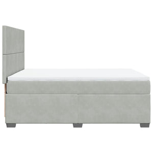 Κρεβάτι Boxspring με Στρώμα Ανοιχτό Γκρι 140x200 εκ. Βελούδινο - Pakobazaar