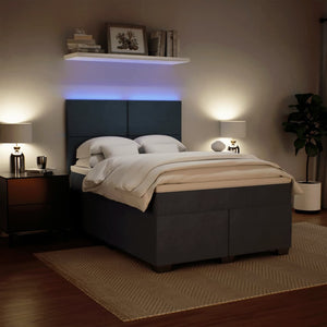 Κρεβάτι Boxspring με Στρώμα Σκούρο Γκρι 140x200 εκ. Βελούδινο
