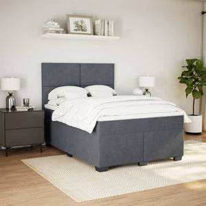 Κρεβάτι Boxspring με Στρώμα Σκούρο Γκρι 140x200 εκ. Βελούδινο