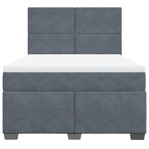 Κρεβάτι Boxspring με Στρώμα Σκούρο Γκρι 140x200 εκ. Βελούδινο