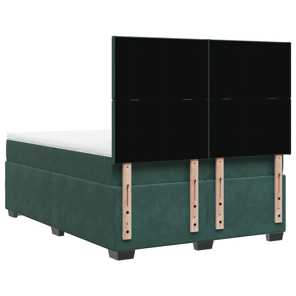 Κρεβάτι Boxspring με Στρώμα Σκούρο Πράσινο 140x200εκ. Βελούδινο