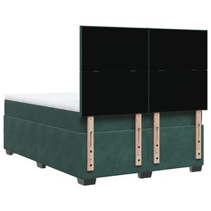 Κρεβάτι Boxspring με Στρώμα Σκούρο Πράσινο 140x200εκ. Βελούδινο