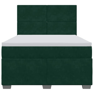 Κρεβάτι Boxspring με Στρώμα Σκούρο Πράσινο 140x200εκ. Βελούδινο