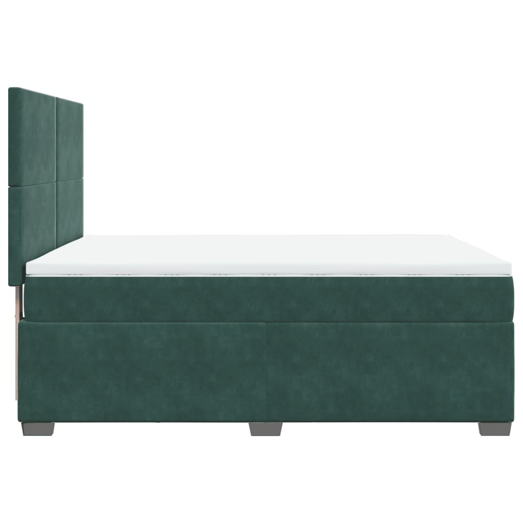 Κρεβάτι Boxspring με Στρώμα Σκούρο Πράσινο 140x200εκ. Βελούδινο
