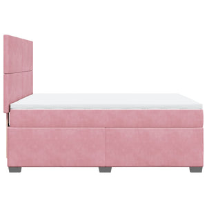 Κρεβάτι Boxspring με Στρώμα Ροζ 140x200 εκ. Βελούδινο - Pakobazaar