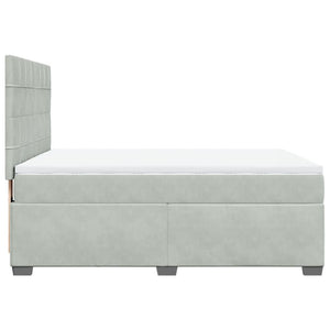 Κρεβάτι Boxspring με Στρώμα Ανοιχτό Γκρι 140x200 εκ. Βελούδινο - Pakobazaar